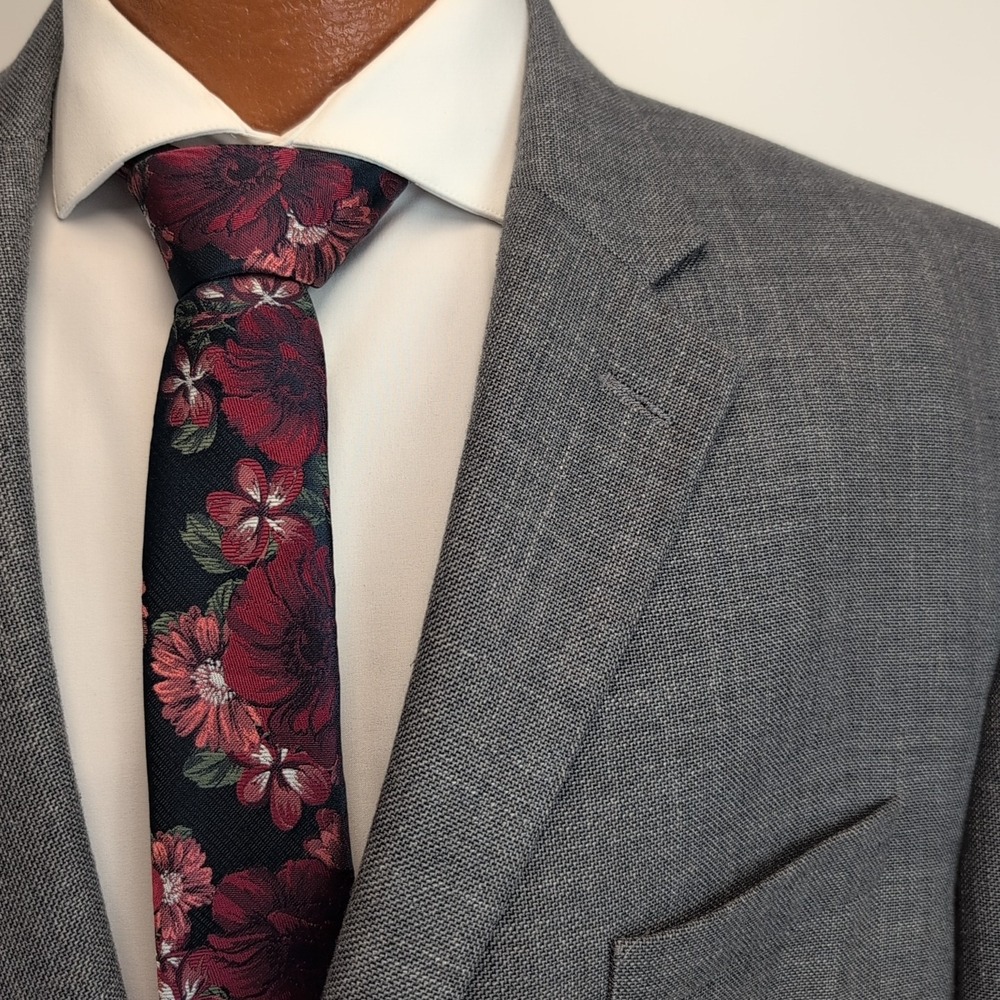 Ralph Lauren Jacket 48R Gray Heather Polyester Linen Hopsack Blazer Summer